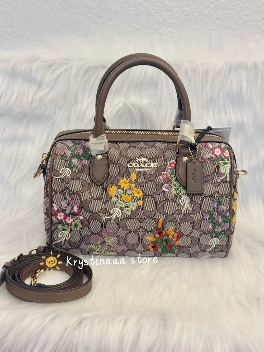 NWT Coach CDZ01 Rowan Satchel Bag In Signature Jacquard With Floral Embroidery - Picture 1 of 13